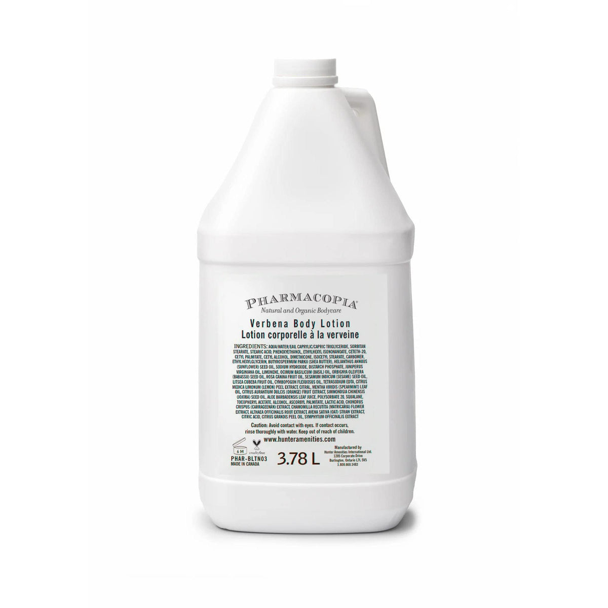 Pharmacopia Hotel Verbena body lotion bottle for daily hydration and aroma.
