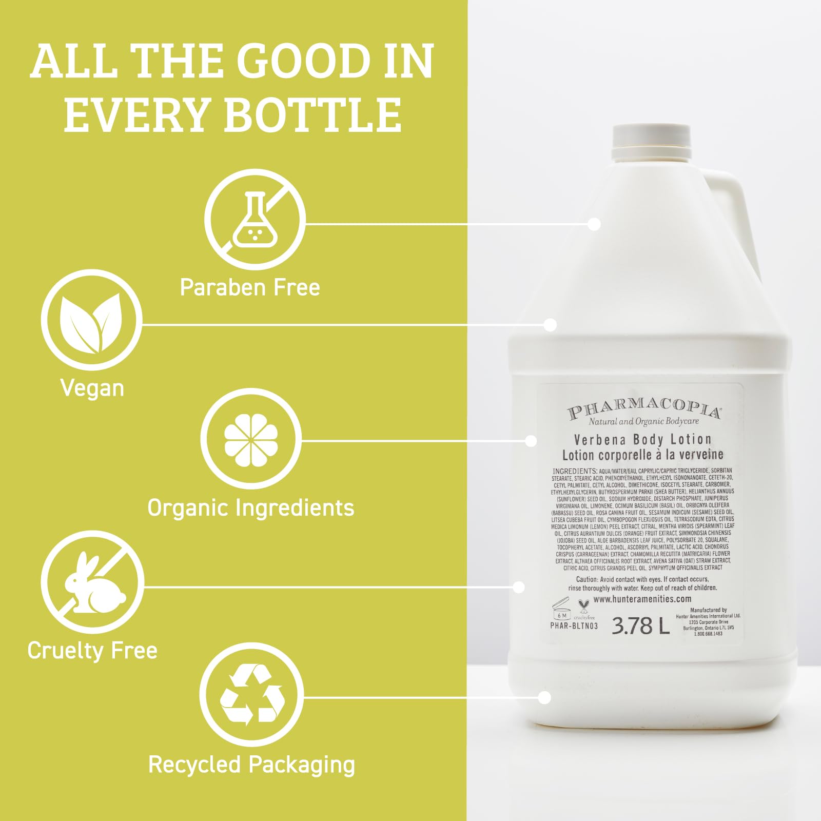 Pharmacopia Hotel Verbena gallon refill illustrating economical, ongoing hydration.