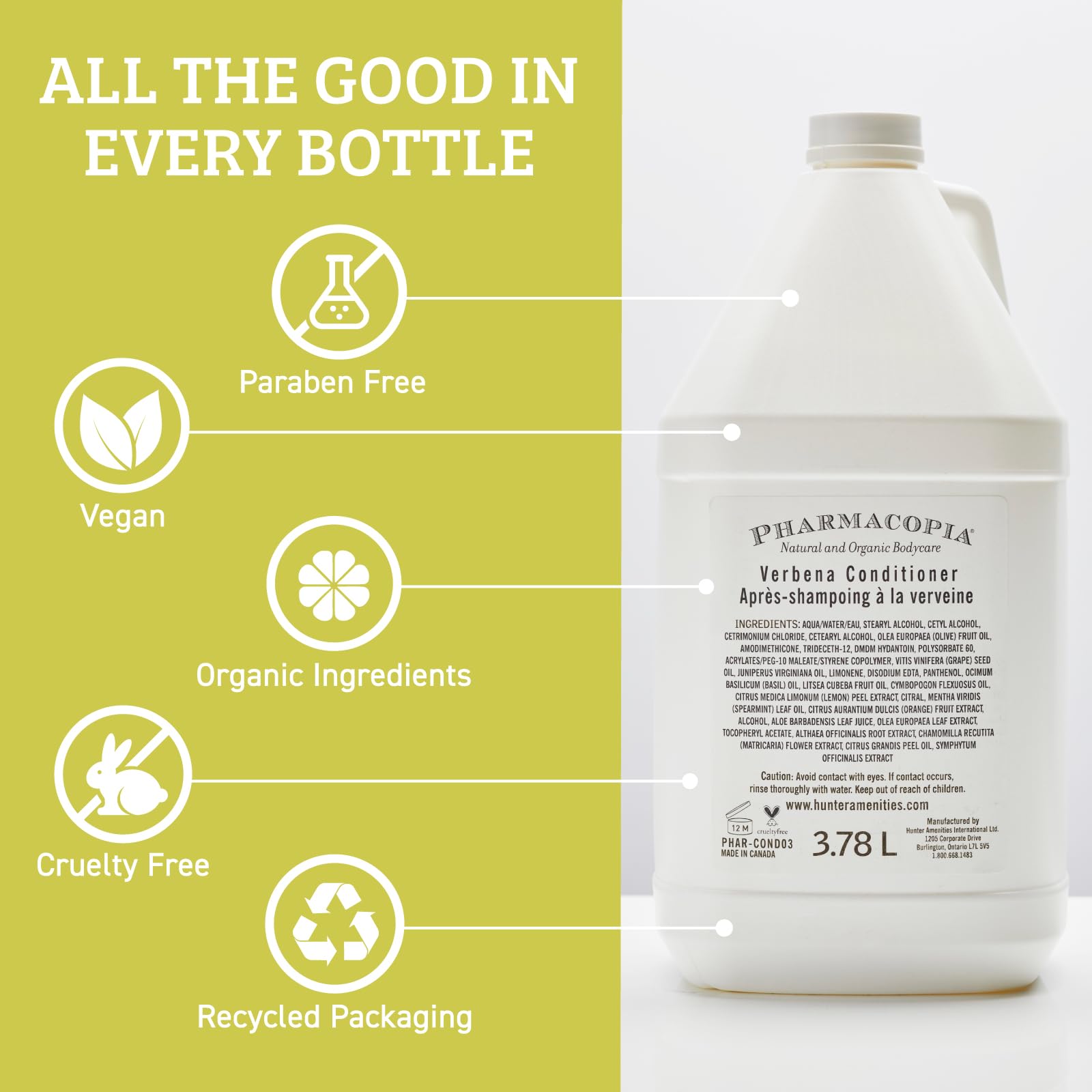 Ingredients include shea butter, jojoba, aloe, olive leaf in Hotel Verbena conditioner