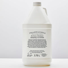 Pharmacopia Hotel Verbena Shampoo gallon canister signals value and reduced packaging waste.