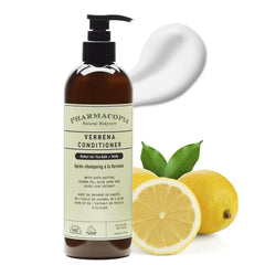Pharmacopia Verbena Conditioner bottle front highlighting natural hydration for dry hair.