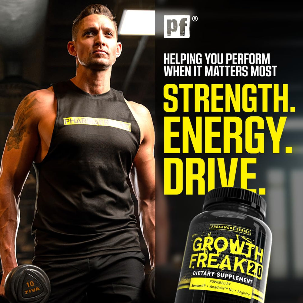 Pharmafreak Growth Freak 2.0 energy-focused scene for daytime stamina