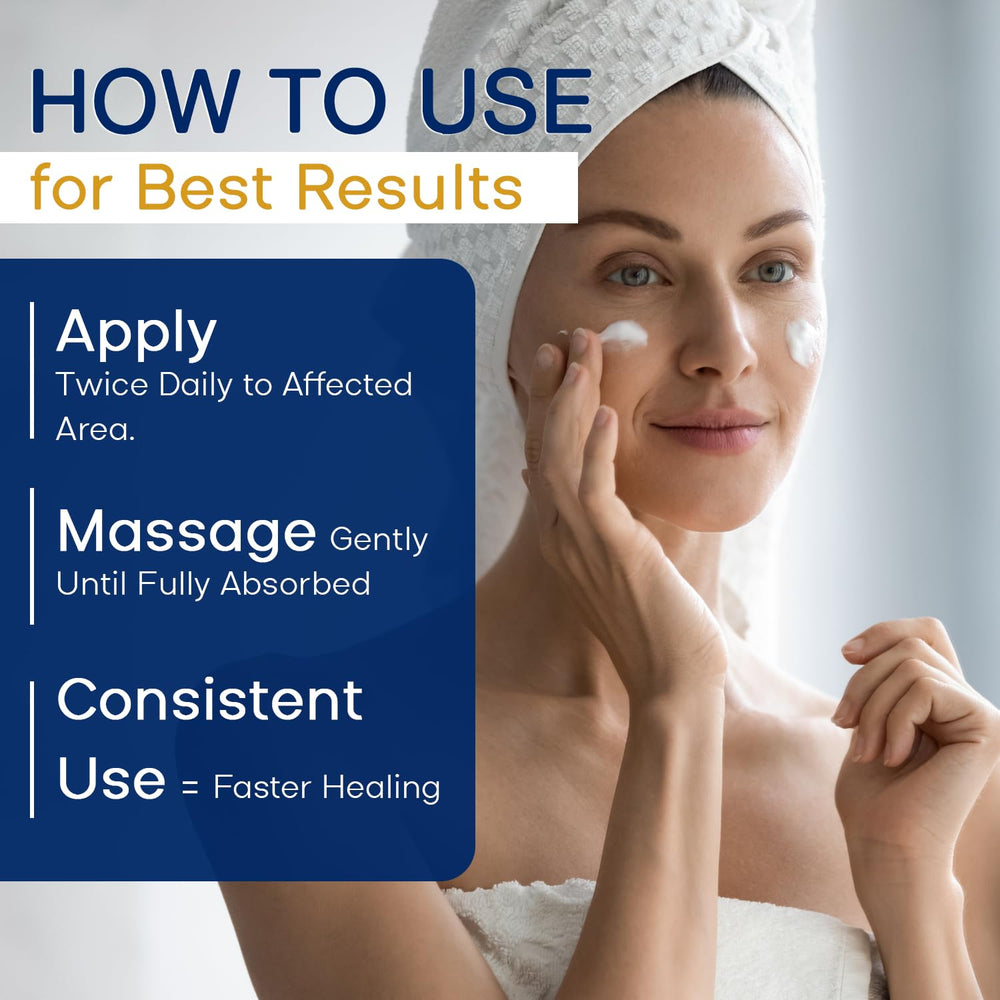 Applying PHARMBANNER Arnica Cream to the face demonstrates gentle absorption.