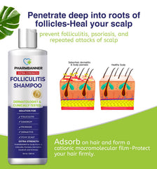 PHARMBANNER scalp-area shot highlights clearer skin and less irritation