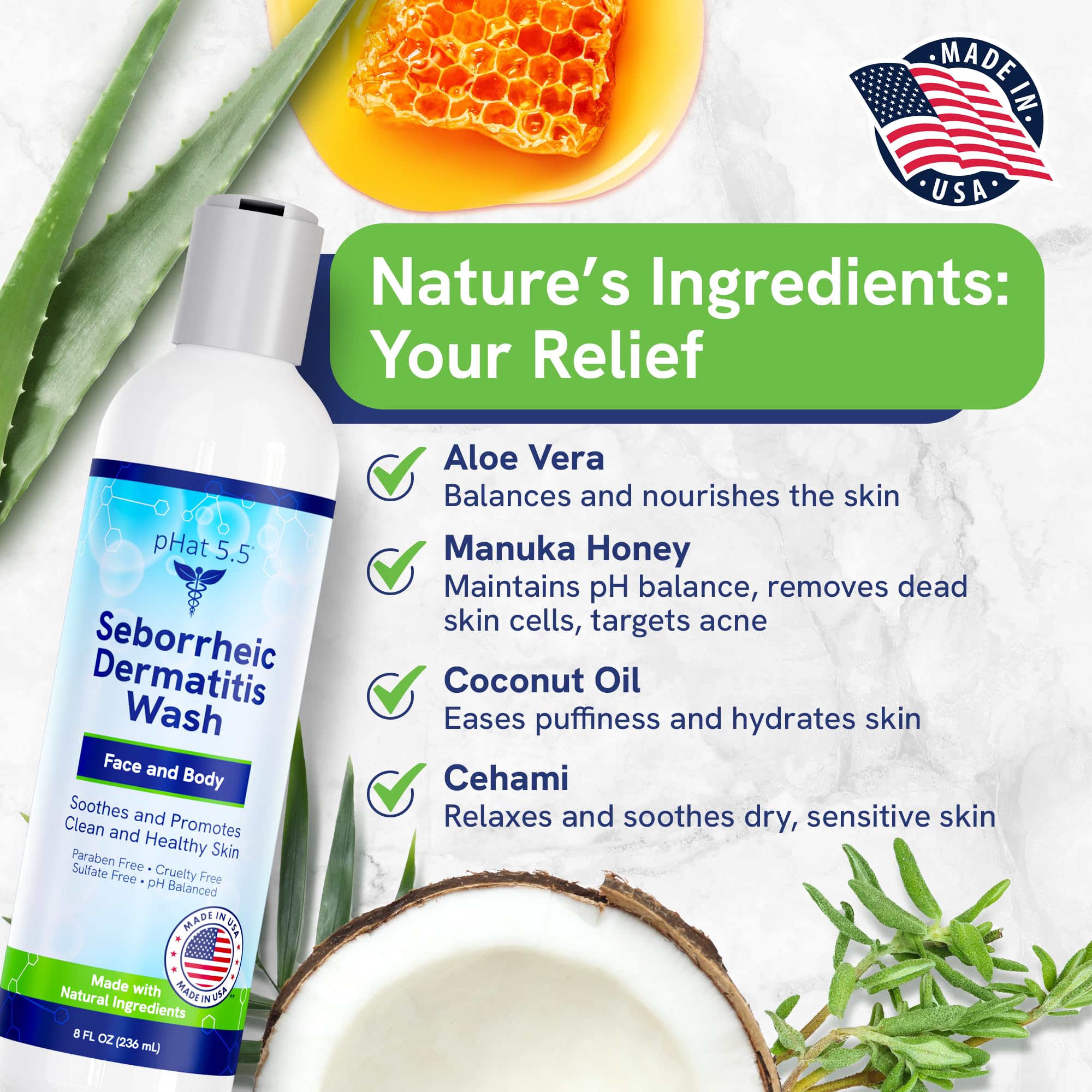 Phat 5.5 Aloe vera slice showcases calming botanicals for sensitive skin cleansing.