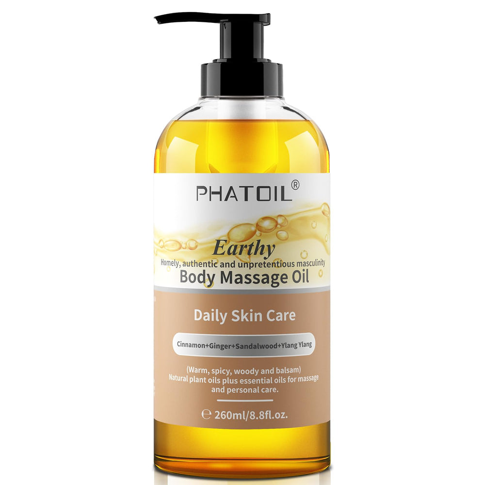 PHATOIL Sandalwood Body Oil bottle for premium skin hydration and scent.