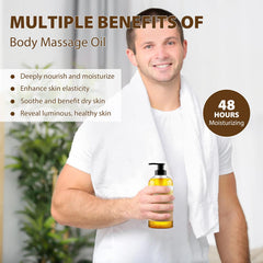 PHATOIL Sandalwood Body Oil hair care application for shine and softness.