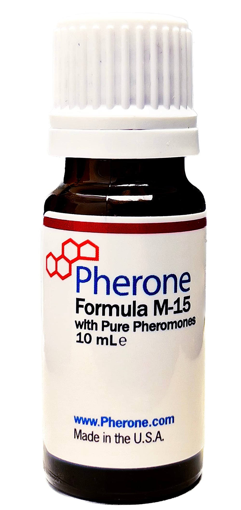 Pherone Formula M-15 bottle close-up highlighting premium pheromone blend for confident appeal