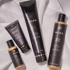 PHILIP B Forever Shine Shampoo color-safe formula on a display