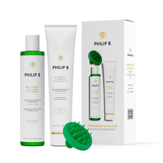 PHILIP B Peppermint Avocado Shampoo bottle for a refreshing scalp cleanse.