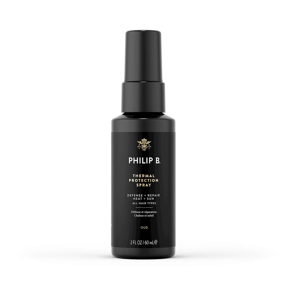 PHILIP B Thermal Protection Spray bottle ready for pre-styling shine and texture.