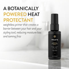 PHILIP B Thermal Protection Spray in use as a pre-styling primer for smooth texture.