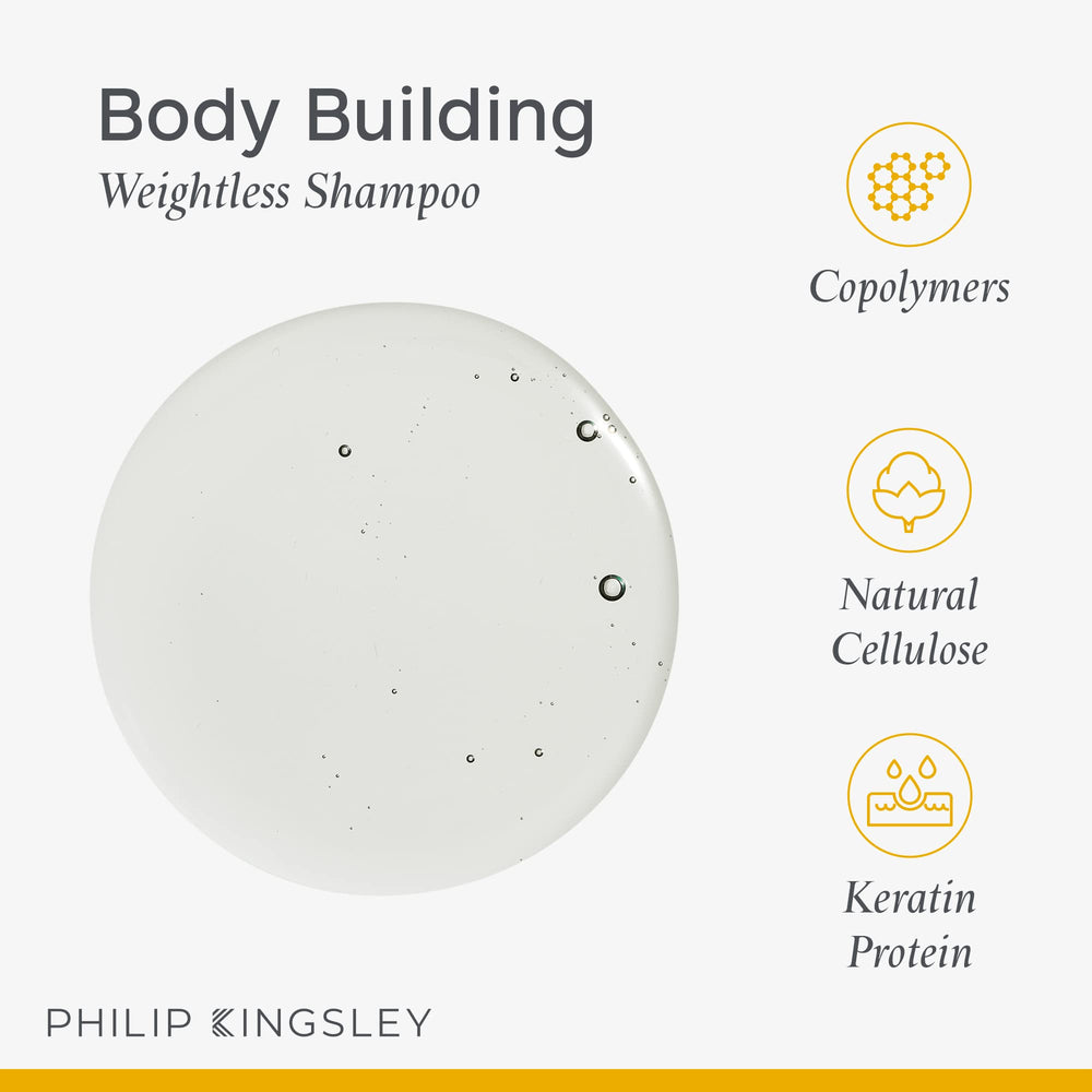 Philip Kingsley Body-Building Conditioner close-up showing smooth, plumped hair feel