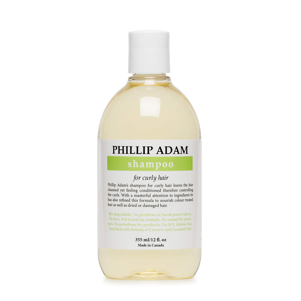 Phillip Adam Curly Shampoo bottle pouring hydration for curls