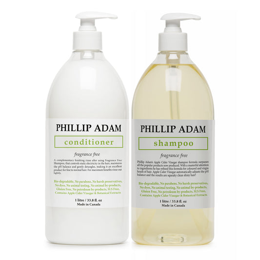 Phillip Adam fragrance-free shampoo bottle, unscented for sensitive noses and daily use.