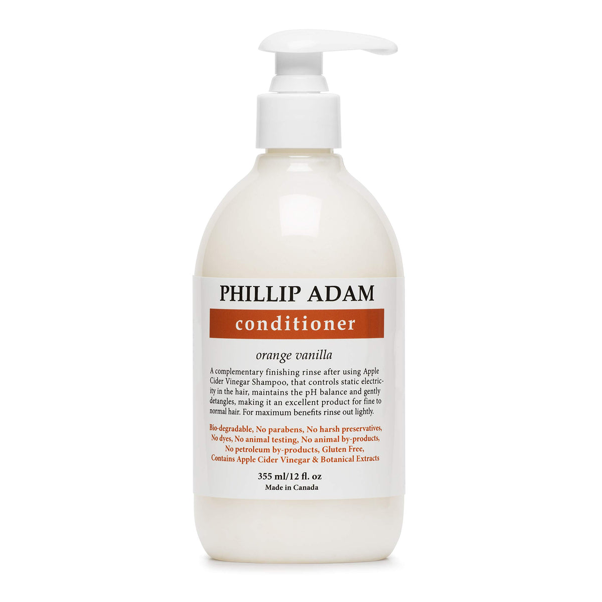 Phillip Adam Orange Vanilla conditioner bottle showcasing natural scent and color-safe formula.
