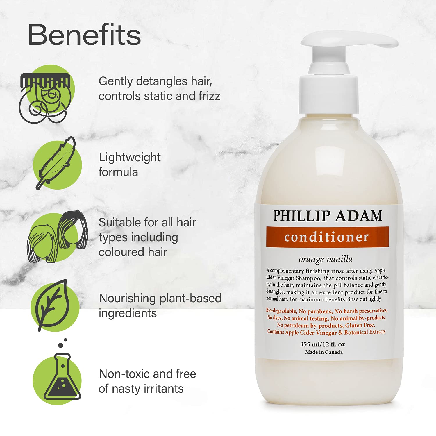 Phillip Adam Orange Vanilla results show reduced frizz and improved manageability.