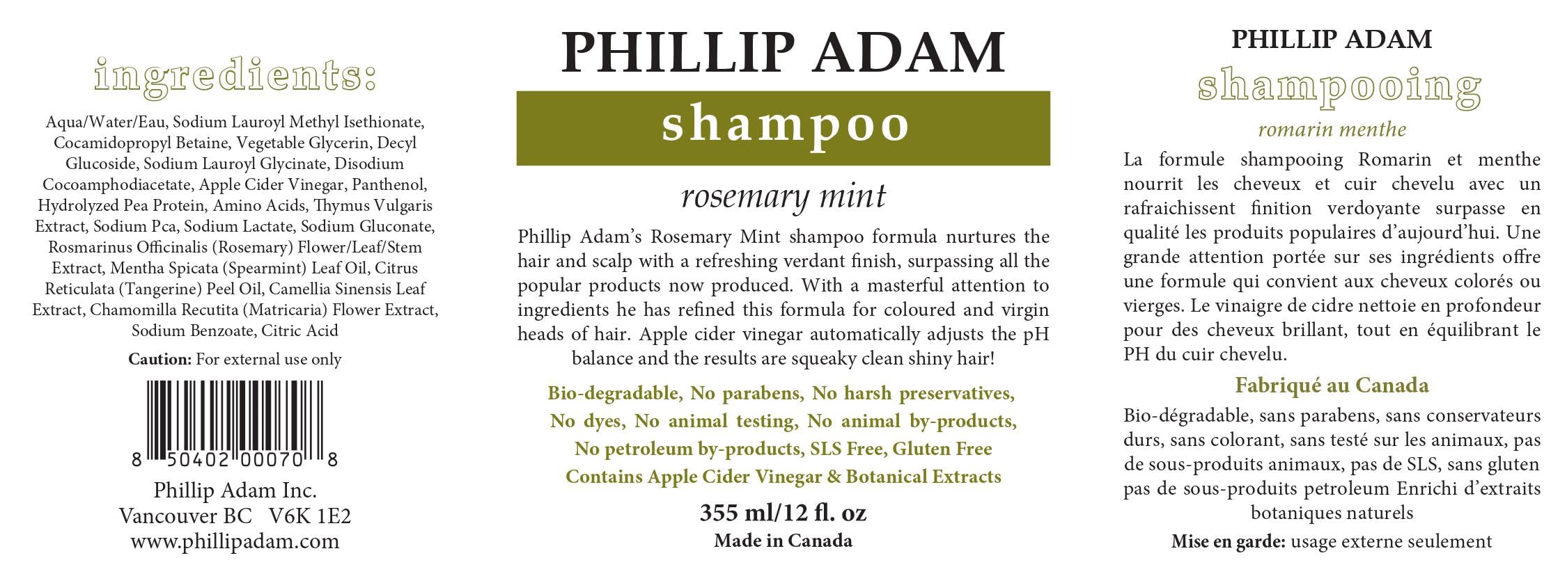 Phillip Adam Rosemary Mint Shampoo lather closeup hints cooling sensation and cleanliness.