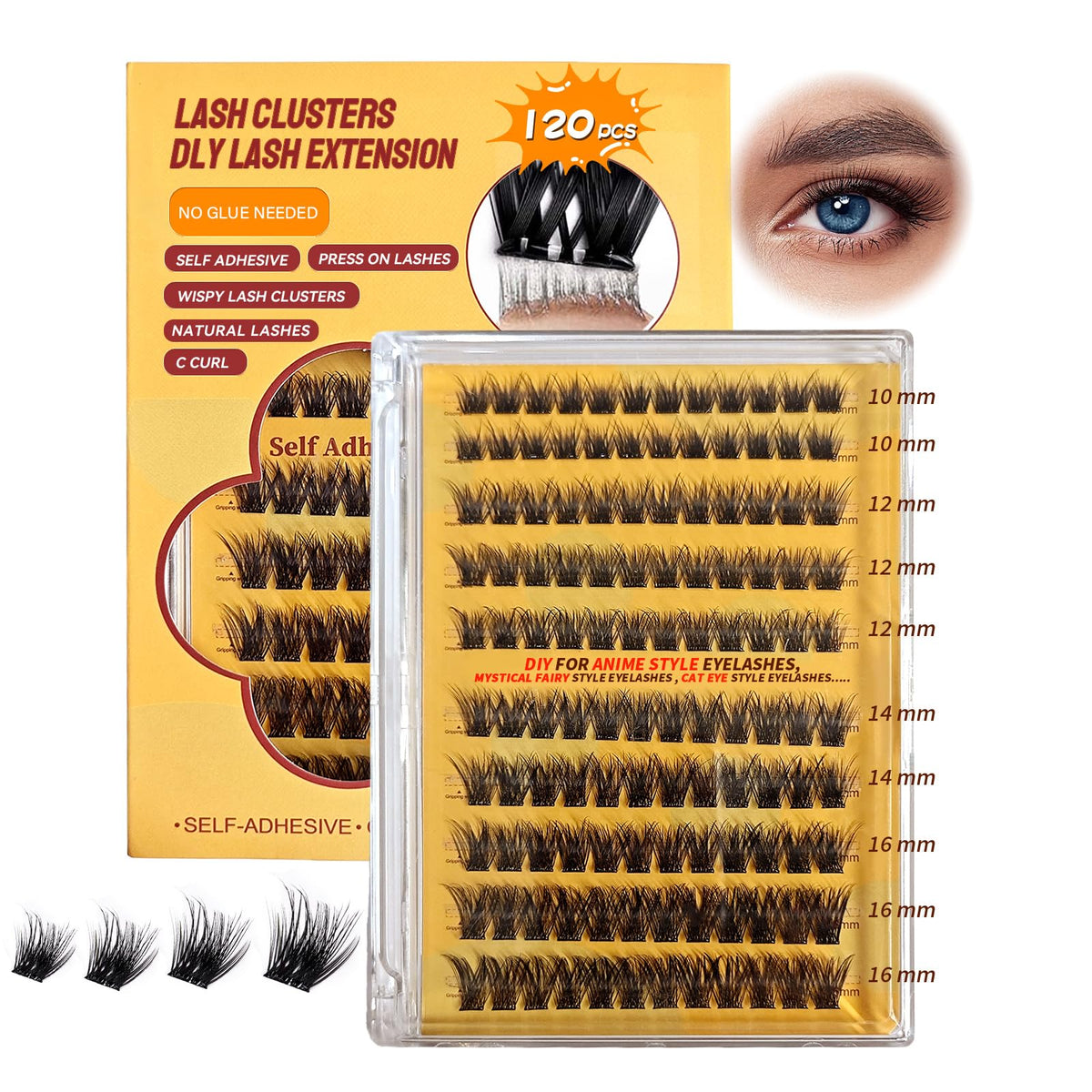 PHIXBEAR self-adhesive lashes close-up for quick, glue-free application