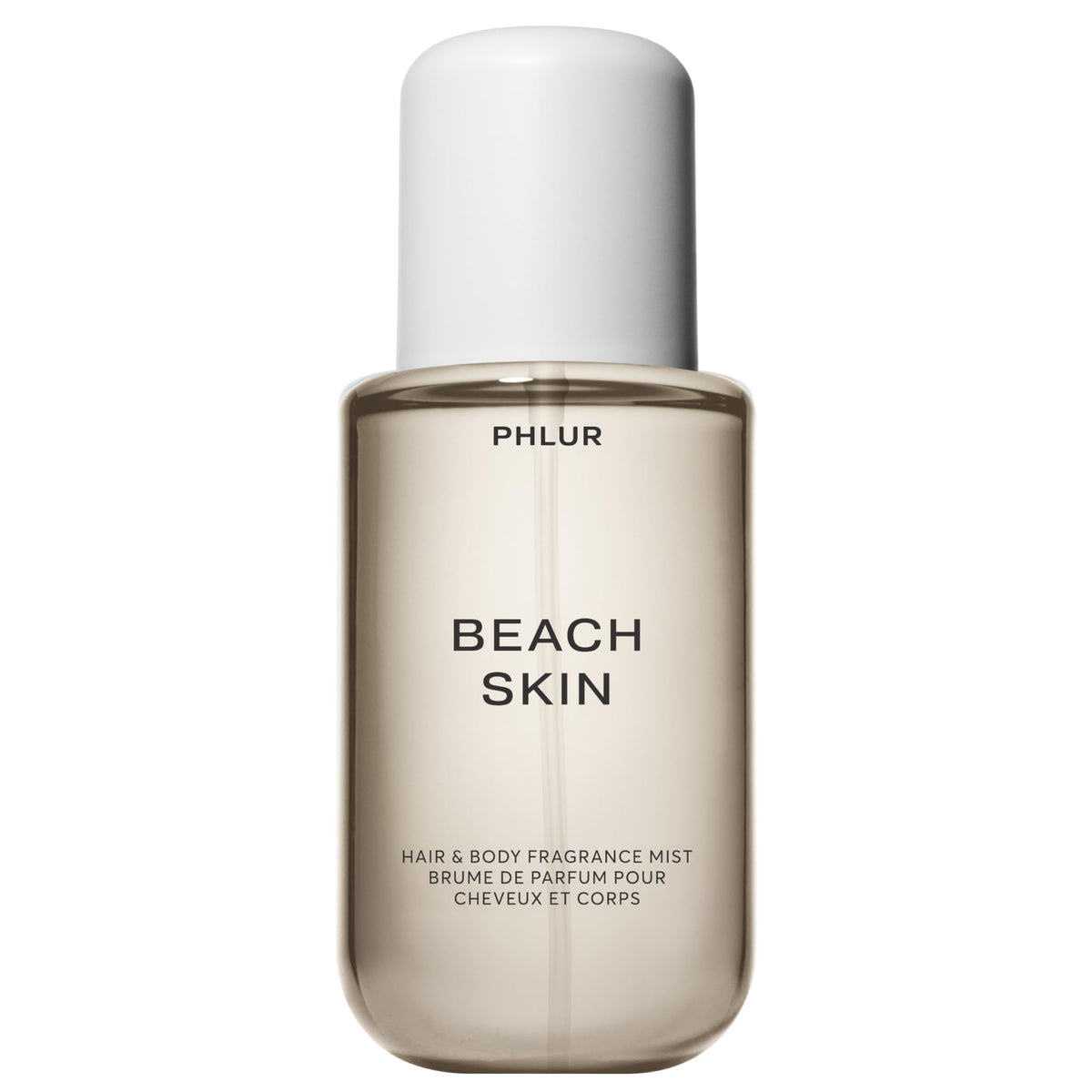 PHLUR Beach Skin Body Mist bottle front highlights sun-kissed florals and versatile scent.