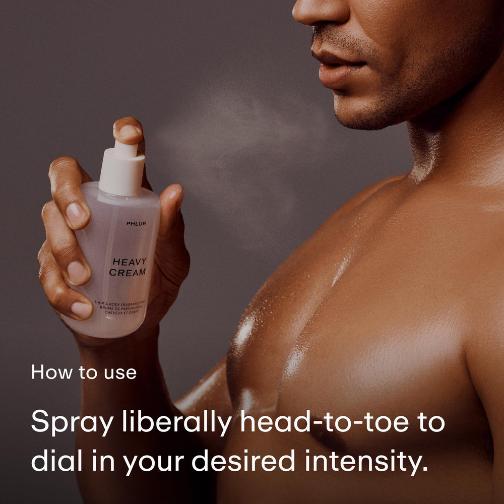 PHLUR Heavy Cream texture close-up—creamy, inviting feel ideal for daily refreshment.