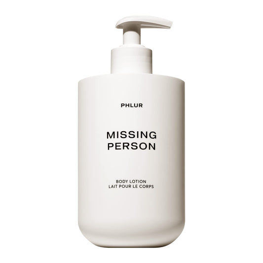 PHLUR Missing Person Body Lotion bottle with long-lasting floral scent for dry skin