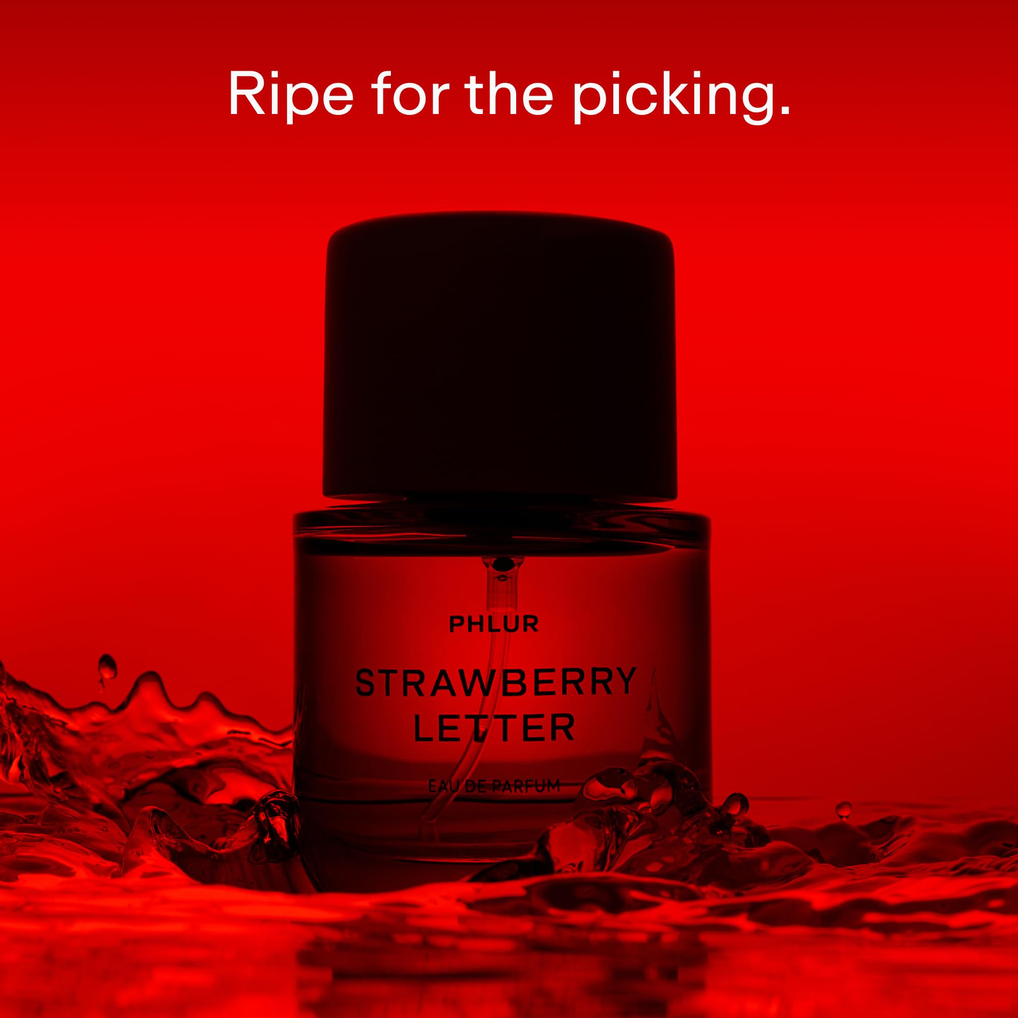 PHLUR Strawberry Letter bottle cap closeup highlighting premium packaging