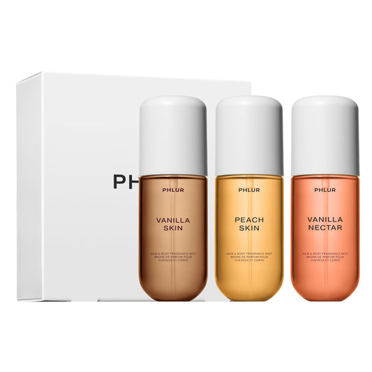 PHLUR Vanilla Peach Trio box set, ideal for gifting and travel