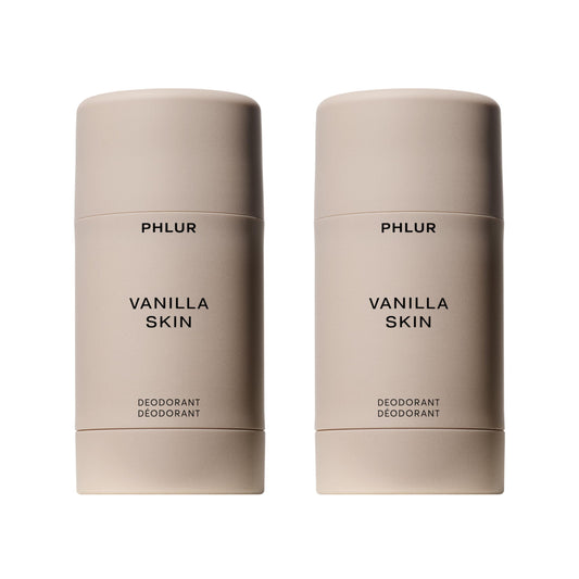 PHLUR Vanilla Skin Deodorant Duo front view packaging for daily freshness.