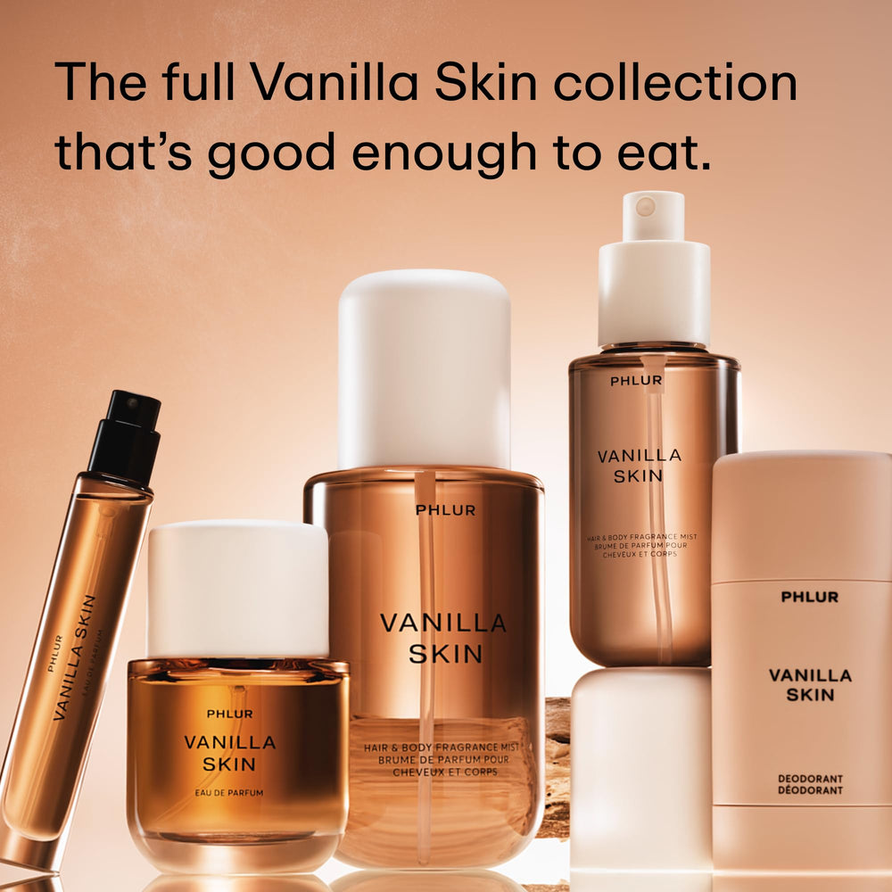 PHLUR Vanilla Skin packaging display highlighting premium presentation.