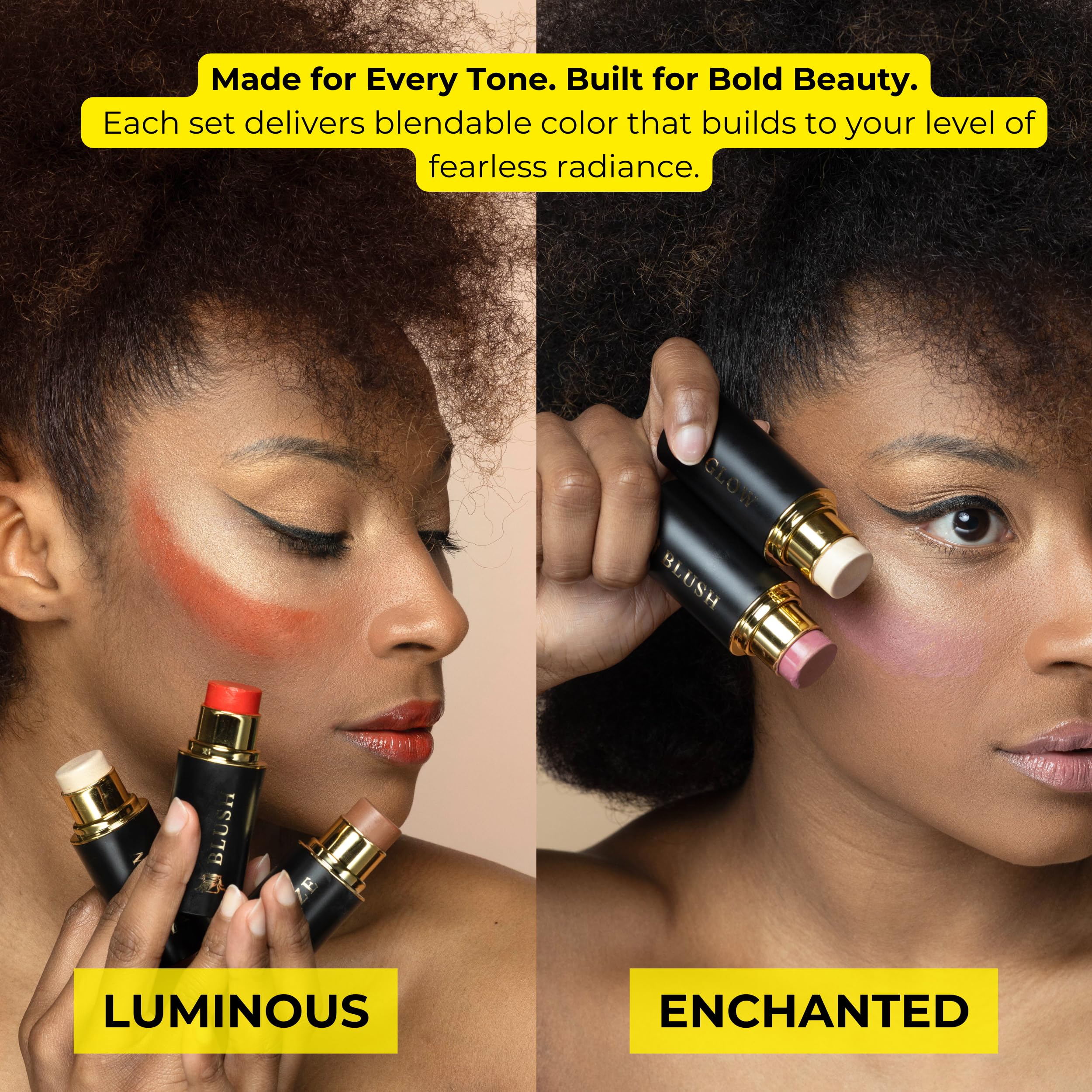 Phoenix Beauty Cream Contour Stick Set swatches on skin for seamless blending.