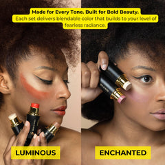 Phoenix Beauty Cream Contour Stick Set swatches on skin for seamless blending.