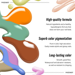 Phoenixy glossy top coat creates a brilliant shine and long-lasting finish.
