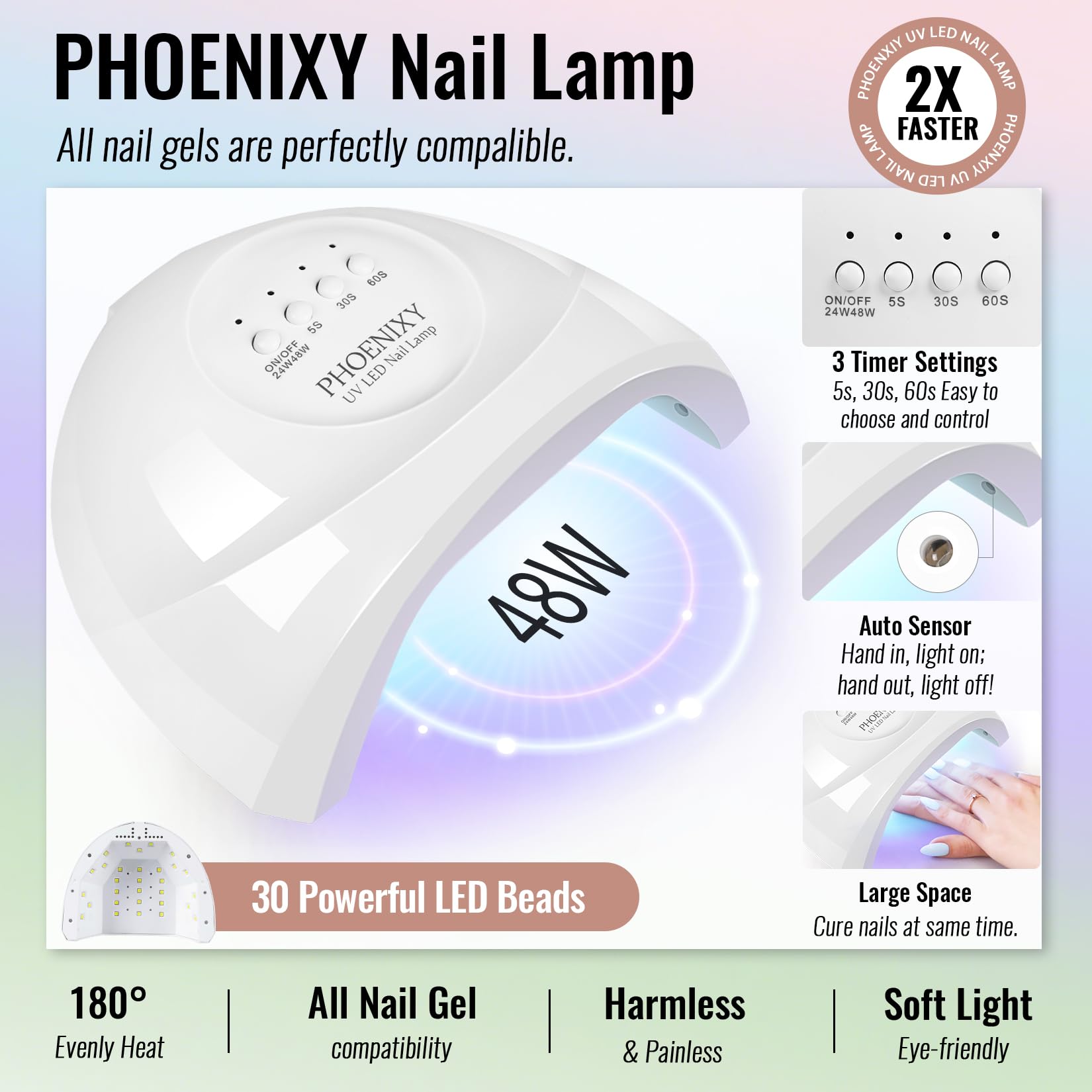 Phoenixy 45-color gel polish set with broad shade range
