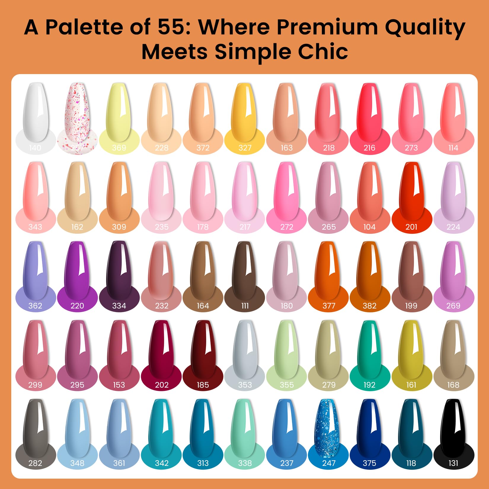 Phoenixy 55 nude gel colors in bottles for versatile manicures