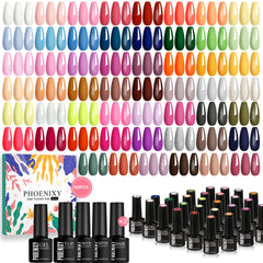 Phoenixy 60pcs gel nail polish set color palette display for all seasons.