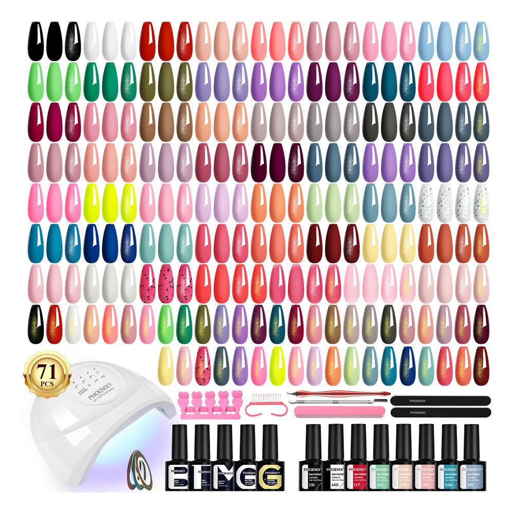 Phoenixy 71-pcs gel nail kit with UV light for at-home manicures