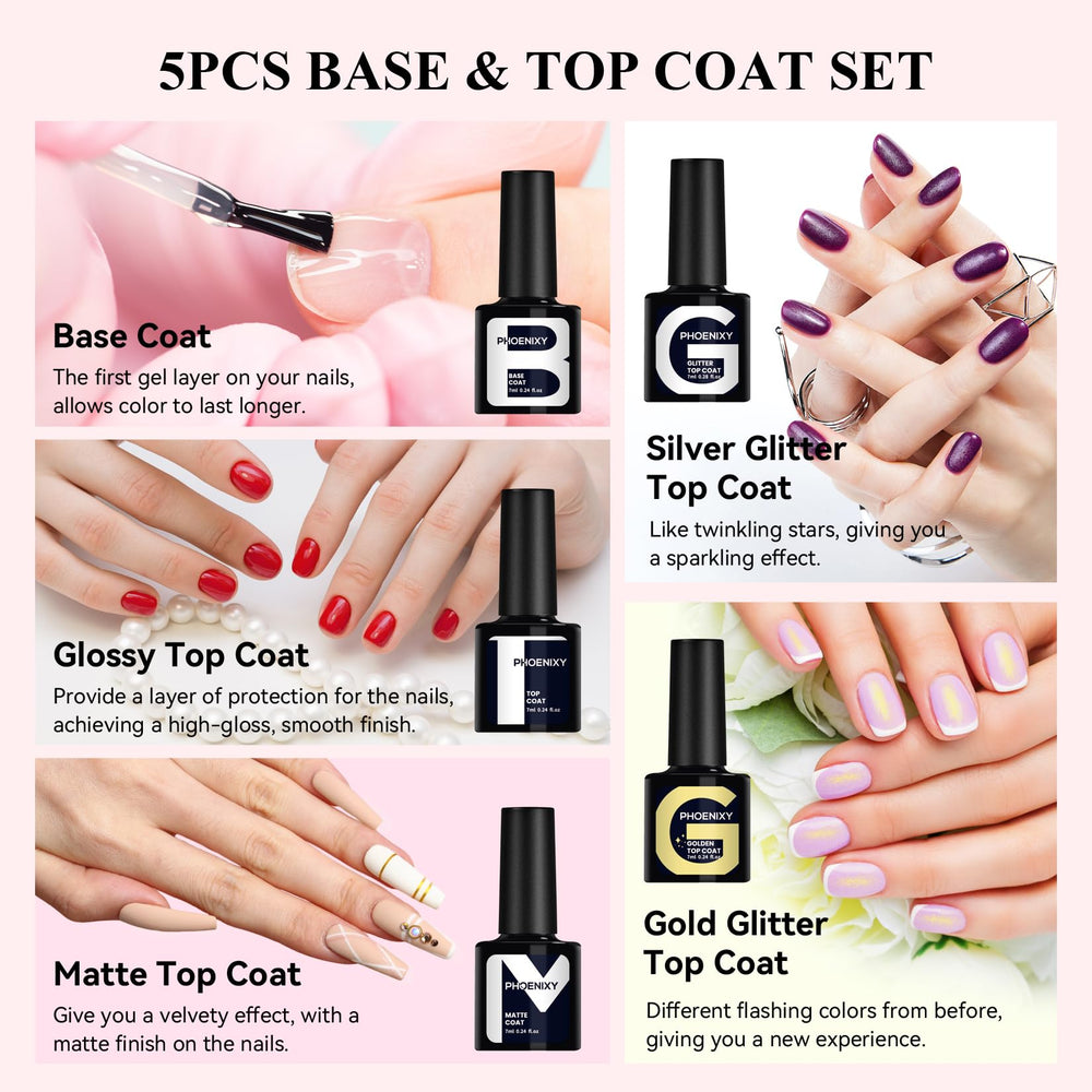 Phoenixy gold glitter top coat adds festive sparkle for occasions.