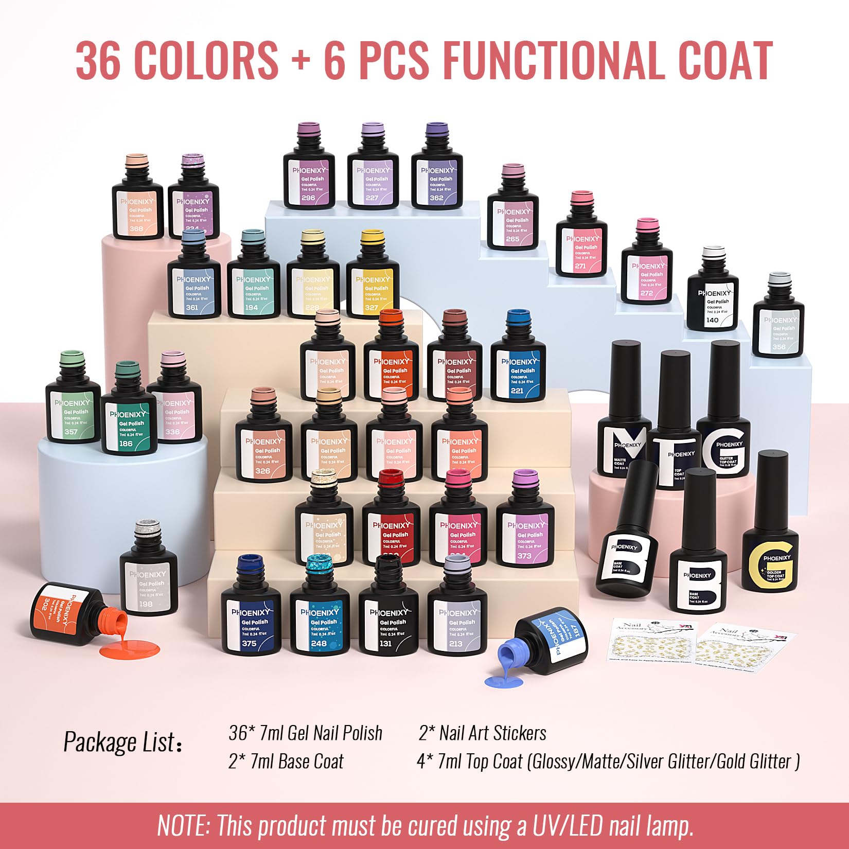 Phoenixy nail art stickers included for quick embellishments and creative looks.
