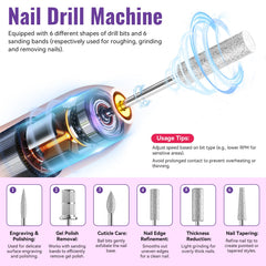 Phoenixy professional nail drill tool helps smooth surfaces at home.