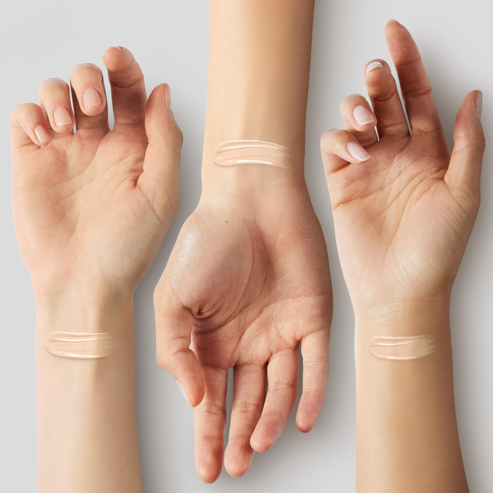Matte finish swatch from Phoera foundation demonstrates shine-free look