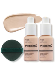 Phoera Foundation Porcelain 101 bottle close-up shows full-coverage matte finish