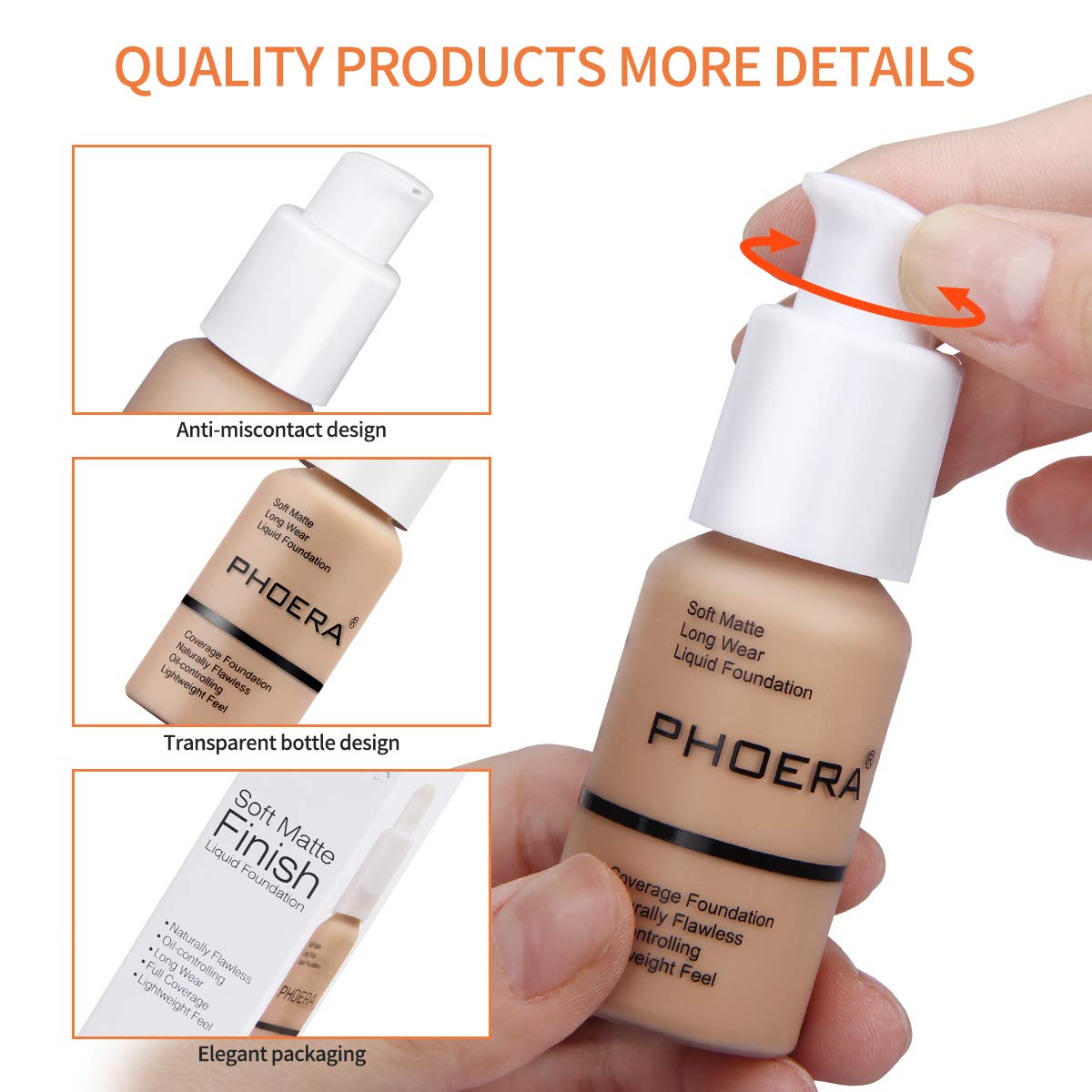 Shade range display for Phoera foundation highlights easy color matching