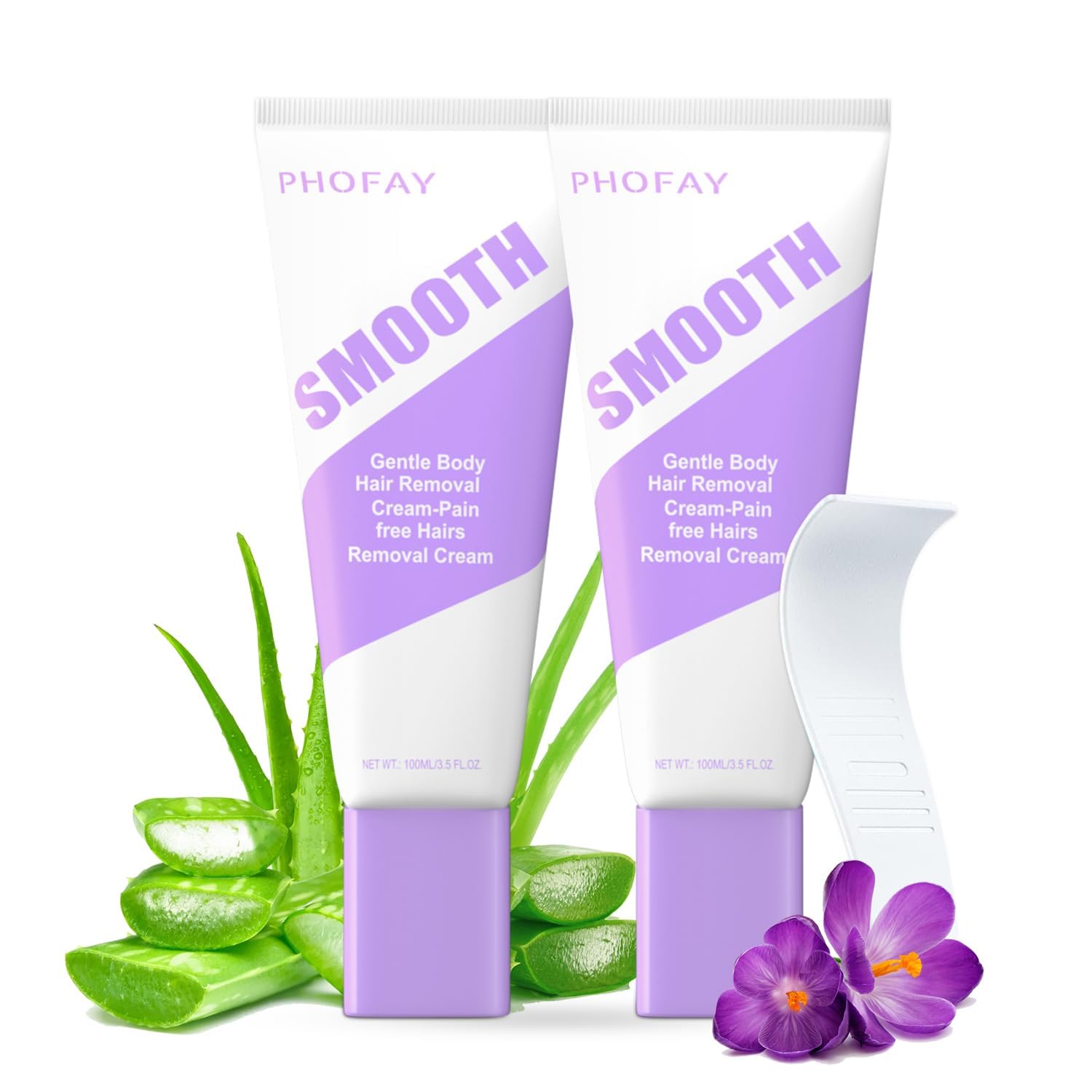 PHOFAY Hair Removal Cream packaging highlights travel-size design for sensitive skin.