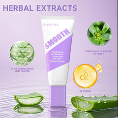 PHOFAY Hair Removal Cream tube close-up shows dermatologist-recommended formula for gentle depilation.