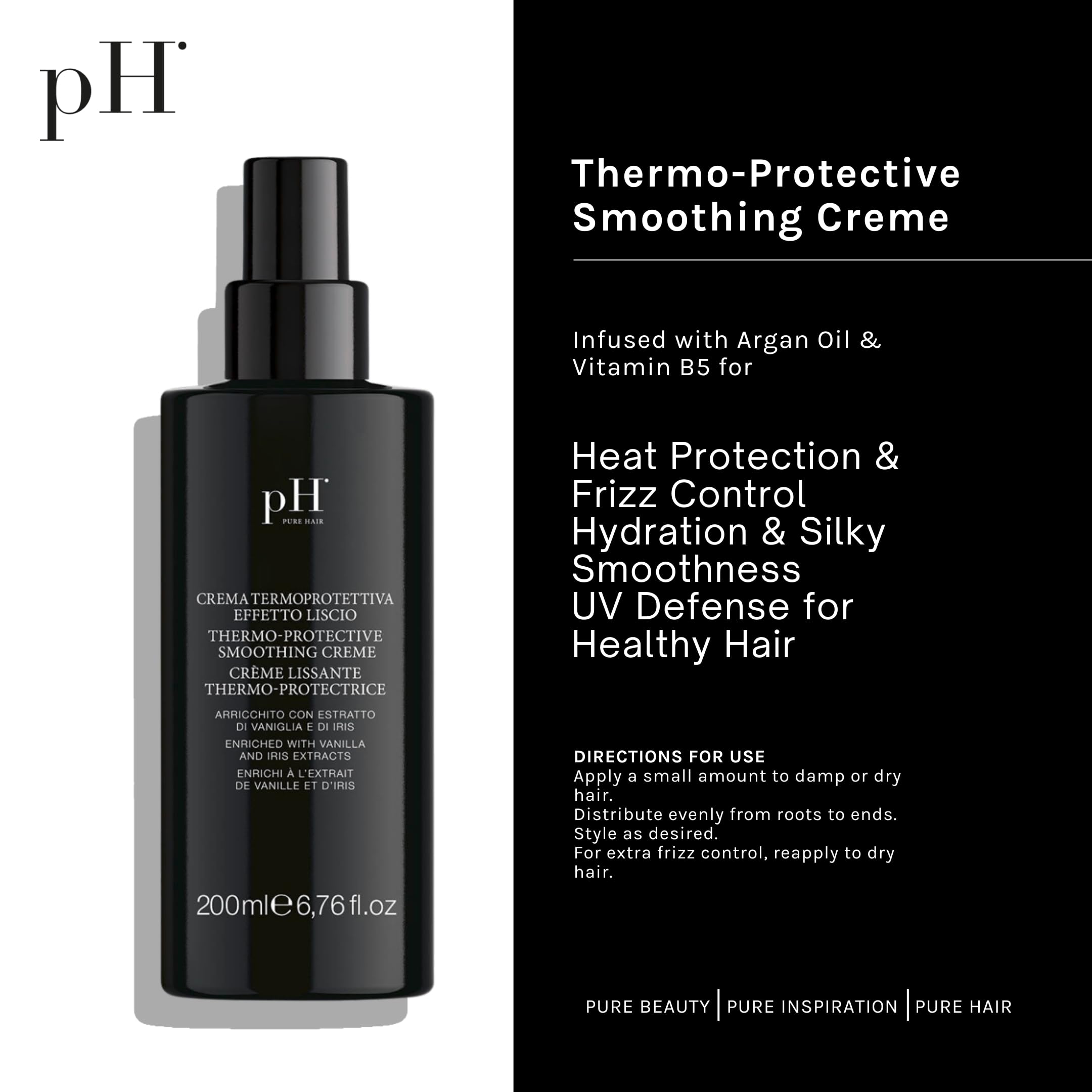 pH PURE HAIR smoothing creme being applied to hair for frizz control
