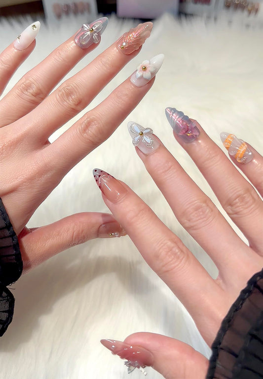 PHYLIN LEAF butterflies and crystals nails add festive sparkle for events