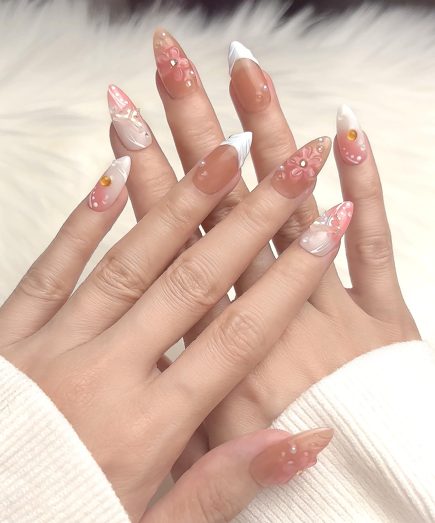 PHYLIN LEAF ice flower 3D design nails for a refined look