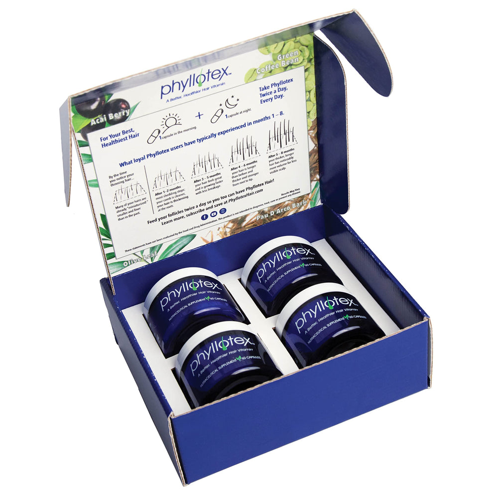 Phyllotex patented hair growth vitamins bottle for thinning hair support