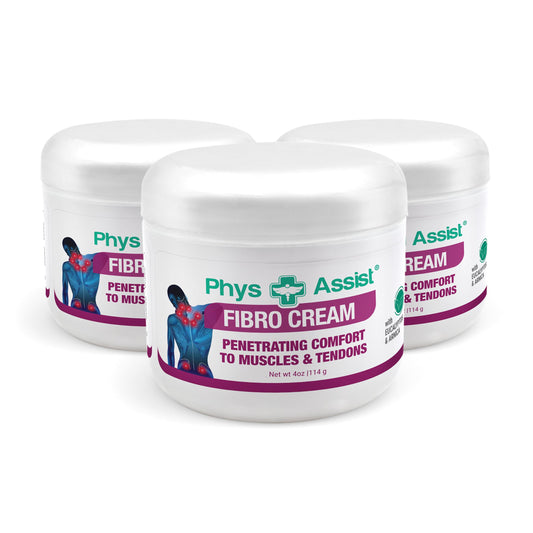 PhysAssist Fibro Cream applied to the back for soothing relief and smooth skin